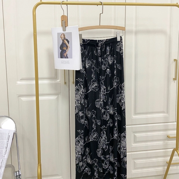 新款韩版百搭高腰显瘦抽绳冰雪丝阔腿裤