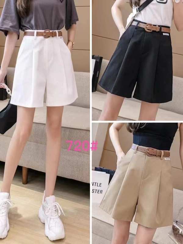 洗水棉夏季新款学院风松紧腰高腰直筒阔腿修身显瘦休闲百搭五分裤