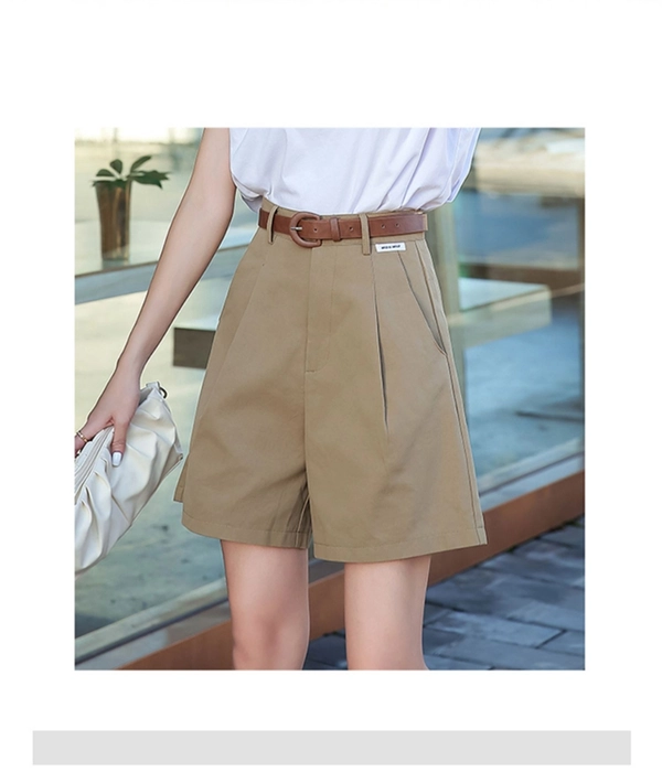 洗水棉夏季新款学院风松紧腰高腰直筒阔腿修身显瘦休闲百搭五分裤