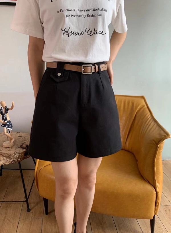 夏天休闲西装短裤新款薄款洗水棉高腰显瘦五分裤