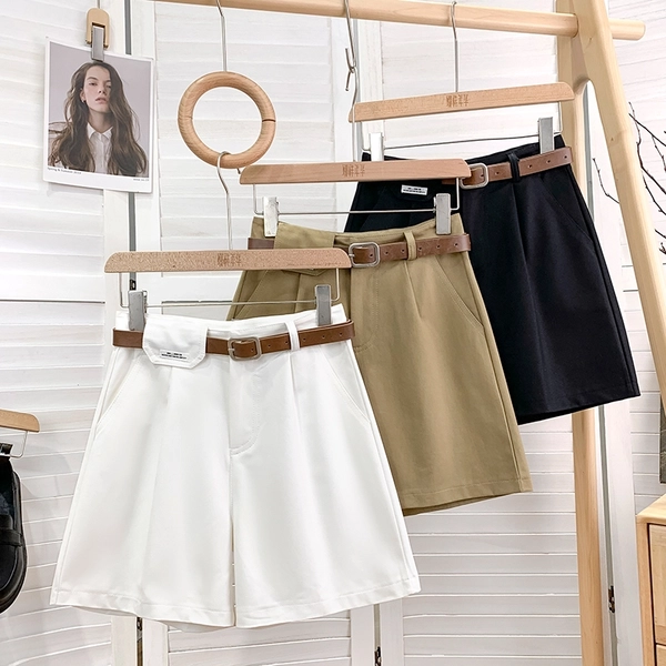 夏季休闲洗水棉阔腿裤女装新款显瘦宽松直筒五分裤