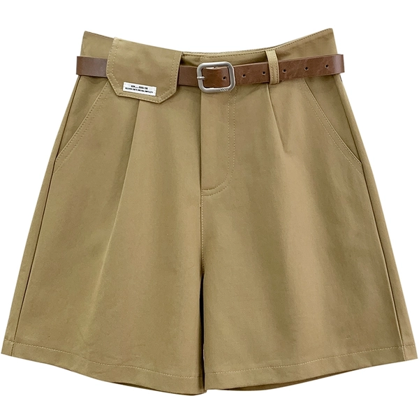 夏季休闲洗水棉阔腿裤女装新款显瘦宽松直筒五分裤