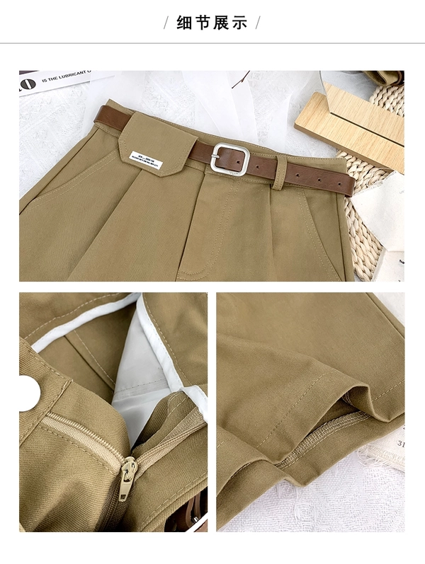 夏季休闲洗水棉阔腿裤女装新款显瘦宽松直筒五分裤