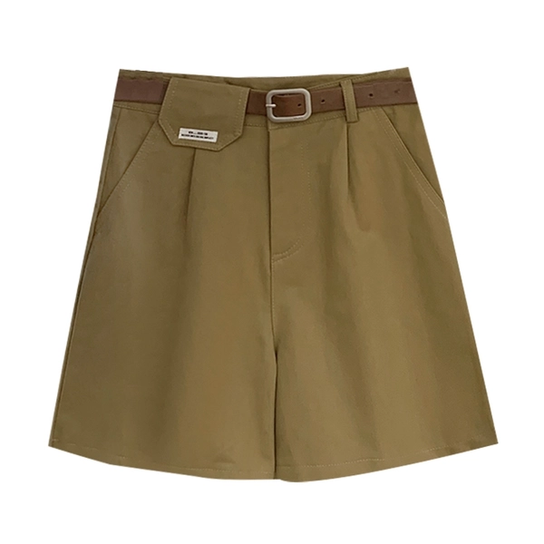 夏季休闲洗水棉阔腿裤女装新款显瘦宽松直筒五分裤