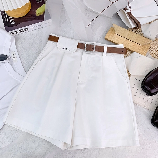 夏季休闲洗水棉阔腿裤女装新款显瘦宽松直筒五分裤