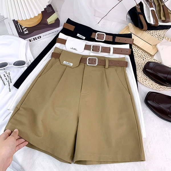 夏季休闲洗水棉阔腿裤女装新款显瘦宽松直筒五分裤