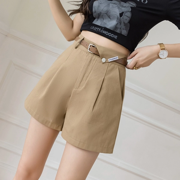 夏季薄款休闲短裤女装宽松洗水棉阔腿五分裤