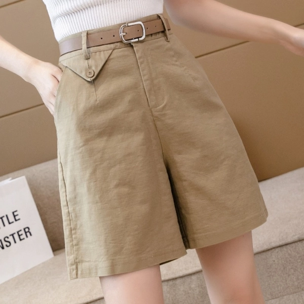 工装阔腿裤夏季女装新款洗水棉显瘦五分休闲裤百搭中裤