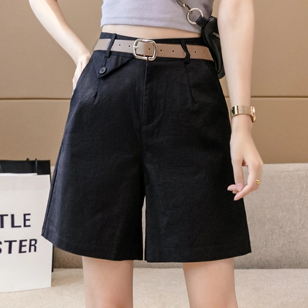 工装阔腿裤夏季女装新款洗水棉显瘦五分休闲裤百搭中裤