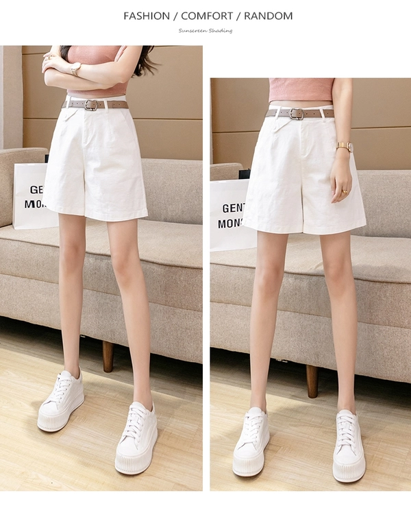 工装阔腿裤夏季女装新款洗水棉显瘦五分休闲裤百搭中裤