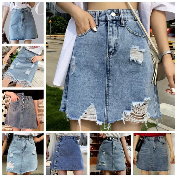 夏款女装牛仔短裙高腰显瘦女式外贸地摊货源批发
