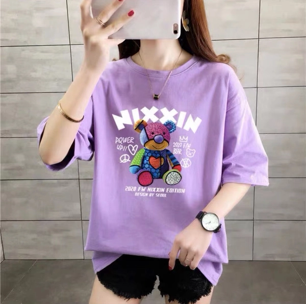 韩版圆领女装纯棉T恤短袖印花夏装上衣