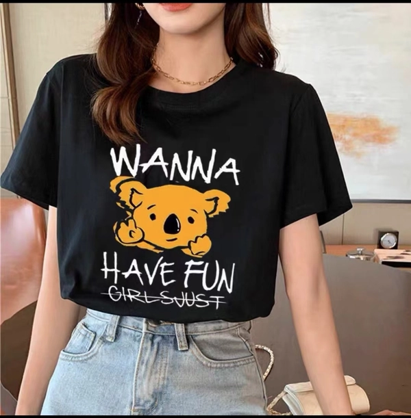 新款卡通印花T恤衬夏季短袖百搭明星同款t恤