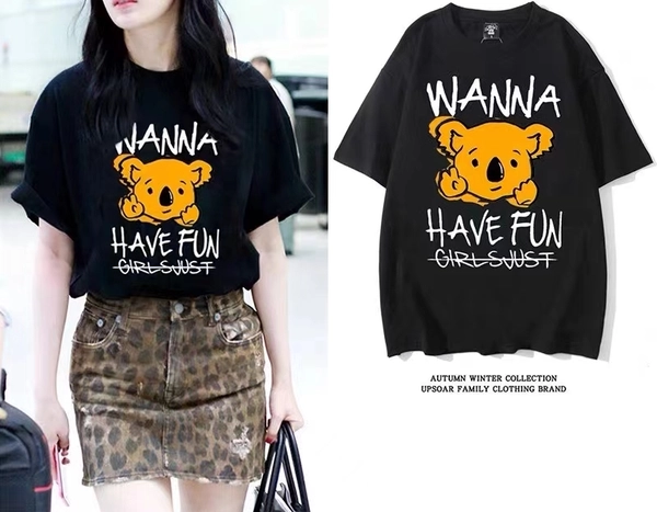 新款卡通印花T恤衬夏季短袖百搭明星同款t恤
