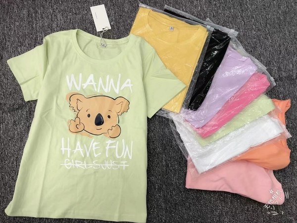 纯棉圆领新款韩版卡通T恤短袖印花上衣女T