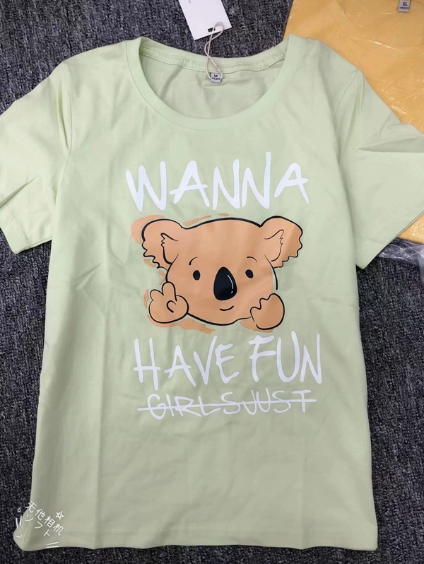 纯棉圆领新款韩版卡通T恤短袖印花上衣女T