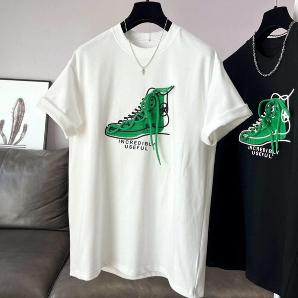 新款鞋子绑带图案上衣时尚宽松短袖T恤女