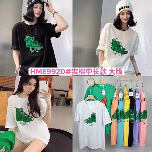 新款鞋子绑带图案上衣时尚宽松短袖T恤女