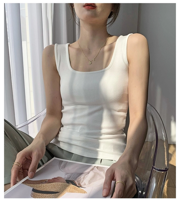 韩版修身显瘦背心内搭外穿细螺纹弹力百搭无袖打底上衣