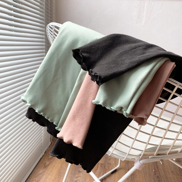 直播爆款纯棉打底衫保暖秋冬修身木耳边百搭纯色打底衫