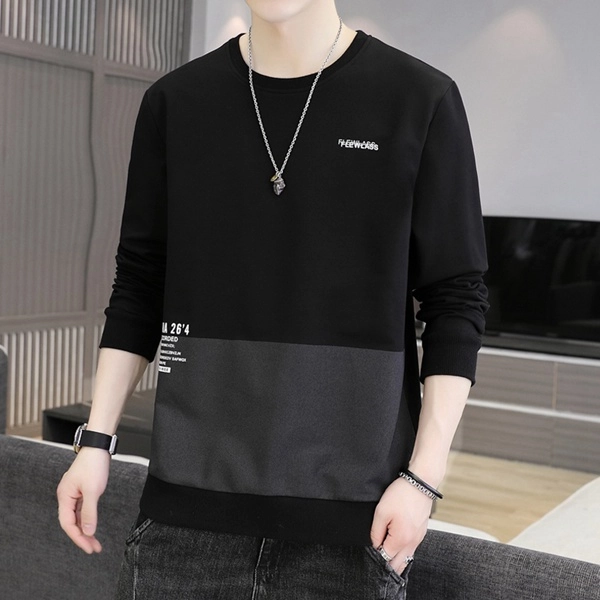 韩版潮流毛线圈圆领卫衣大码印花上衣