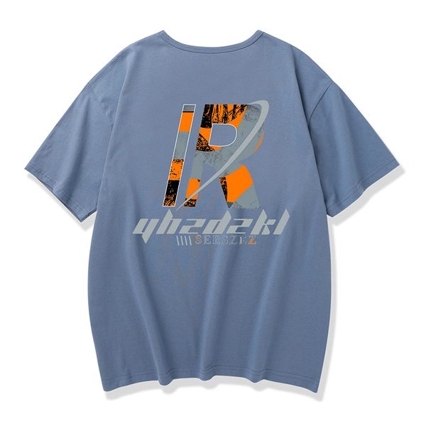 男士t恤 夏季新款时尚前后印花纯棉短袖男装