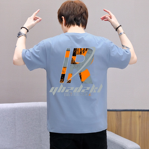 男士t恤 夏季新款时尚前后印花纯棉短袖男装