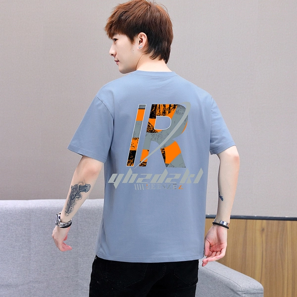 男士t恤 夏季新款时尚前后印花纯棉短袖男装