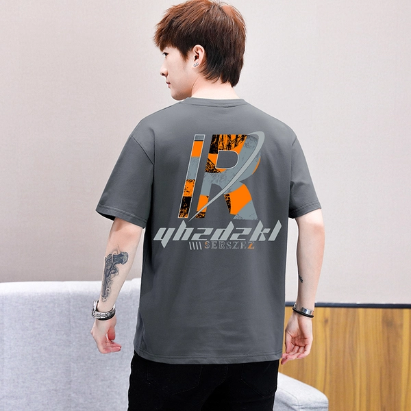 男士t恤 夏季新款时尚前后印花纯棉短袖男装