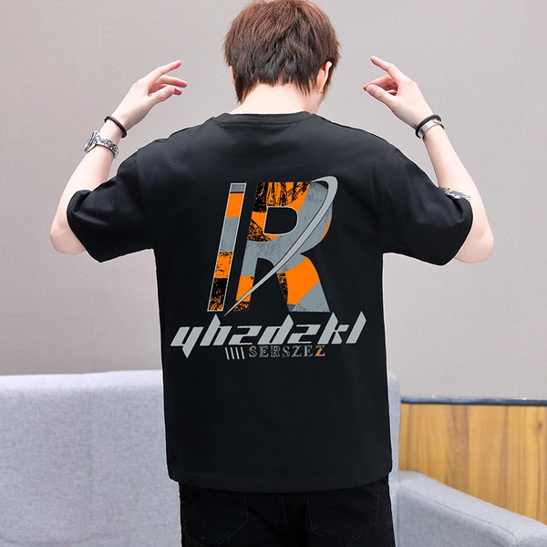 男士t恤 夏季新款时尚前后印花纯棉短袖男装