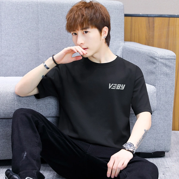 男装短袖圆领夏季t恤打底衫纯棉潮流圆领T恤