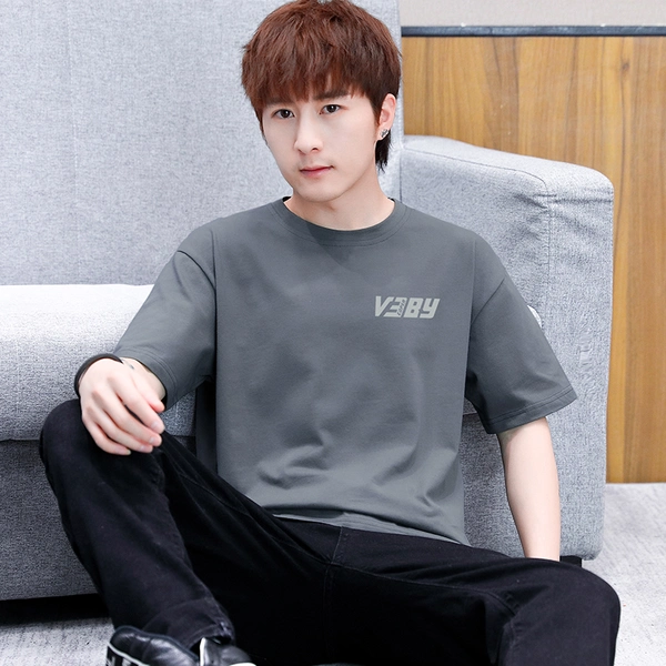 男装短袖圆领夏季t恤打底衫纯棉潮流圆领T恤