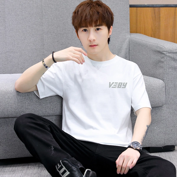 男装短袖圆领夏季t恤打底衫纯棉潮流圆领T恤