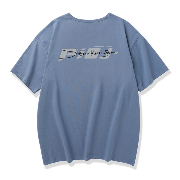 夏季短袖T恤韩版潮流前后印花宽松男装纯棉圆领体恤