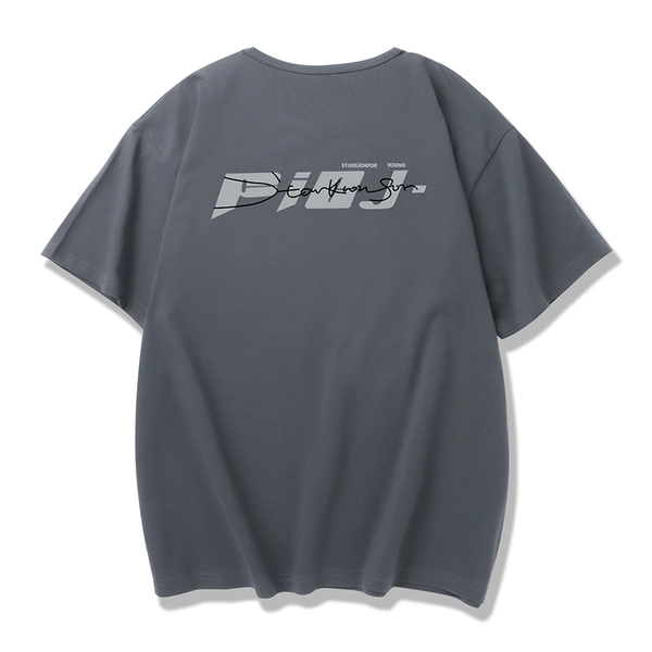 夏季短袖T恤韩版潮流前后印花宽松男装纯棉圆领体恤