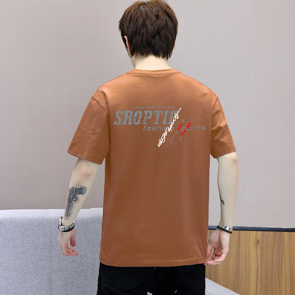 男士韩版夏季100%纯棉上衣服潮流夏天修身半袖