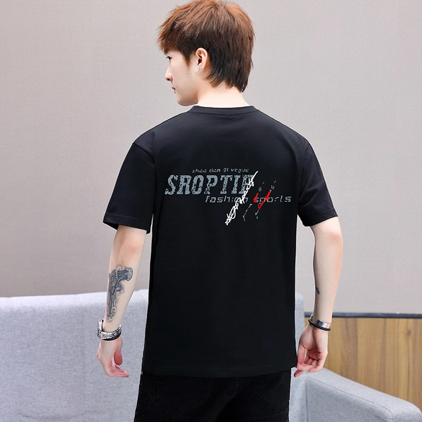 男士韩版夏季100%纯棉上衣服潮流夏天修身半袖