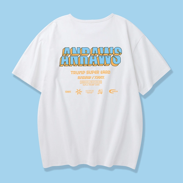 纯棉男士短袖t恤韩版男装圆领前后印花半袖