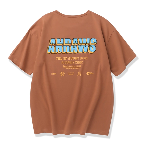 纯棉男士短袖t恤韩版男装圆领前后印花半袖