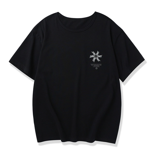 短袖t恤男夏季大码宽松圆领纯棉前后印花体恤