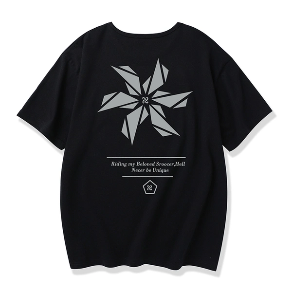 短袖t恤男夏季大码宽松圆领纯棉前后印花体恤