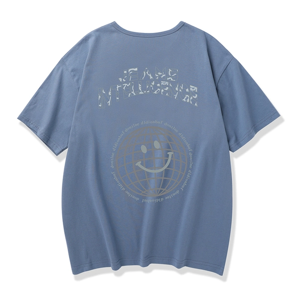 夏季前后花短袖t恤圆领宽松舒适纯棉半袖男上衣