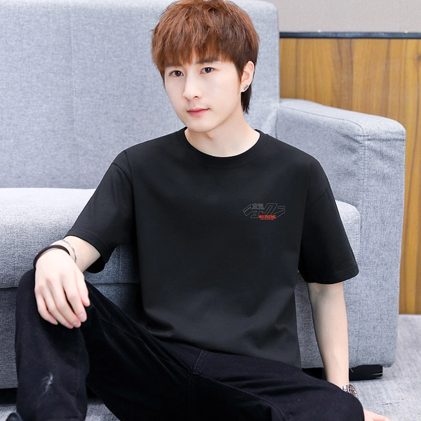 夏新款纯棉潮流宽松短袖t恤前后幅大印花半袖上衣