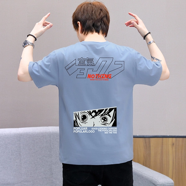 夏新款纯棉潮流宽松短袖t恤前后幅大印花半袖上衣