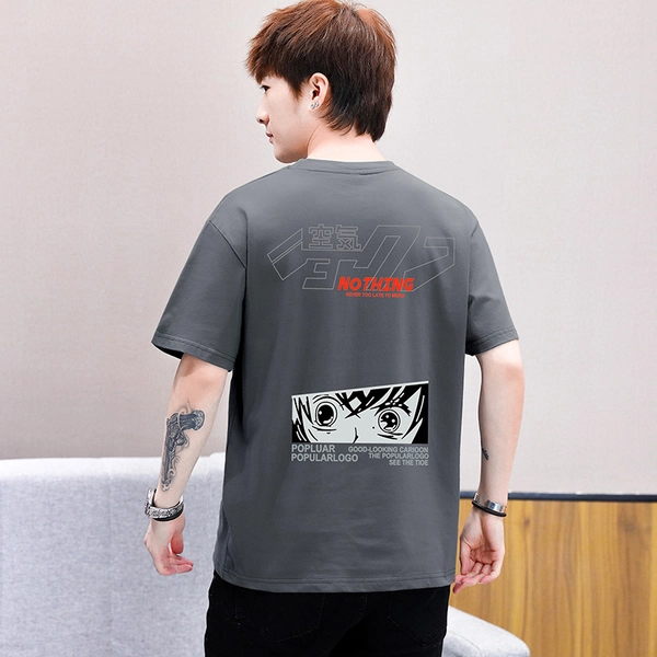 夏新款纯棉潮流宽松短袖t恤前后幅大印花半袖上衣