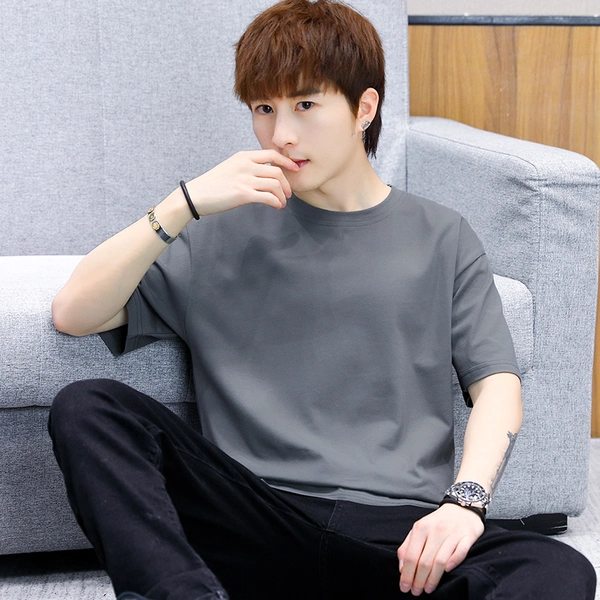 夏新款纯棉潮流宽松短袖t恤前后幅大印花半袖上衣