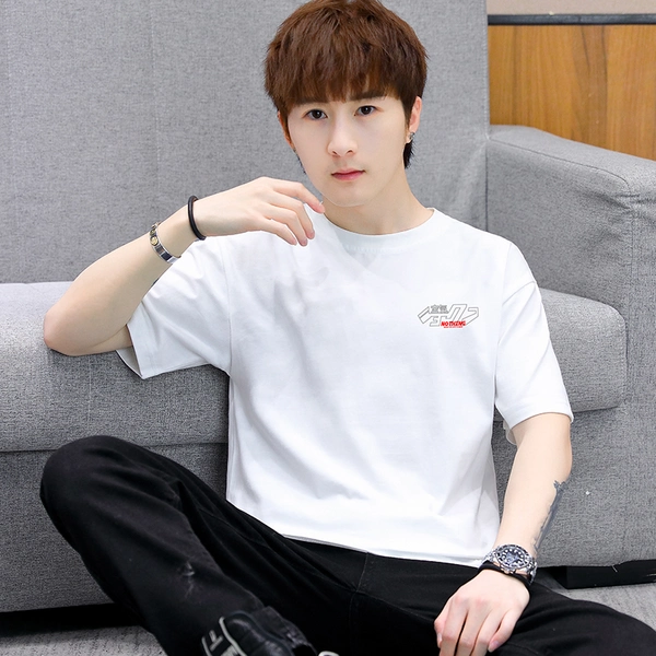 夏新款纯棉潮流宽松短袖t恤前后幅大印花半袖上衣