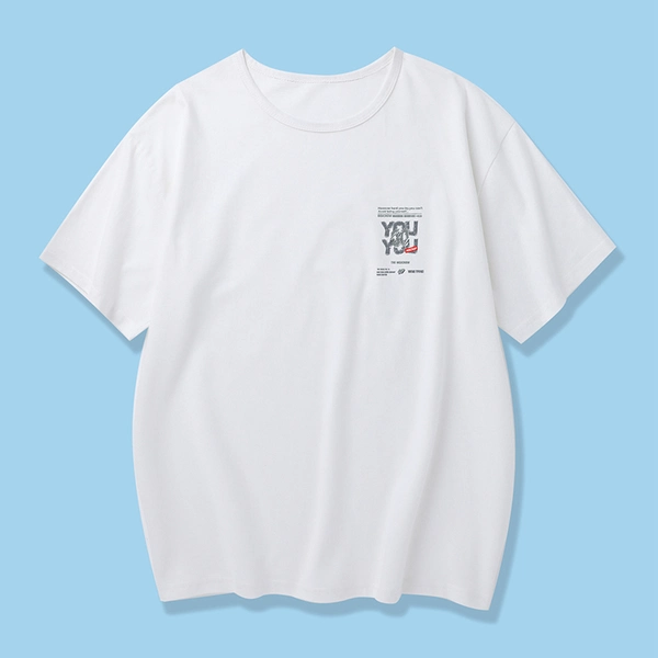 男士青年纯棉休闲运动体恤宽松前后印花T恤衫