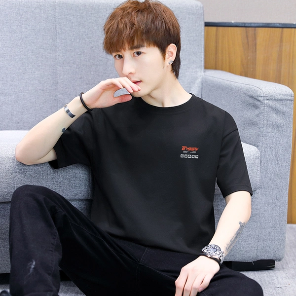 大码男装短袖T恤夏季潮牌宽松休闲纯棉前后花