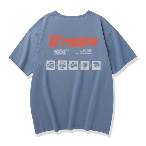 大码男装短袖T恤夏季潮牌宽松休闲纯棉前后花